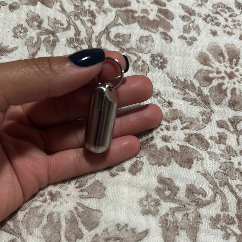 Silver Keychain pill holder Accessory